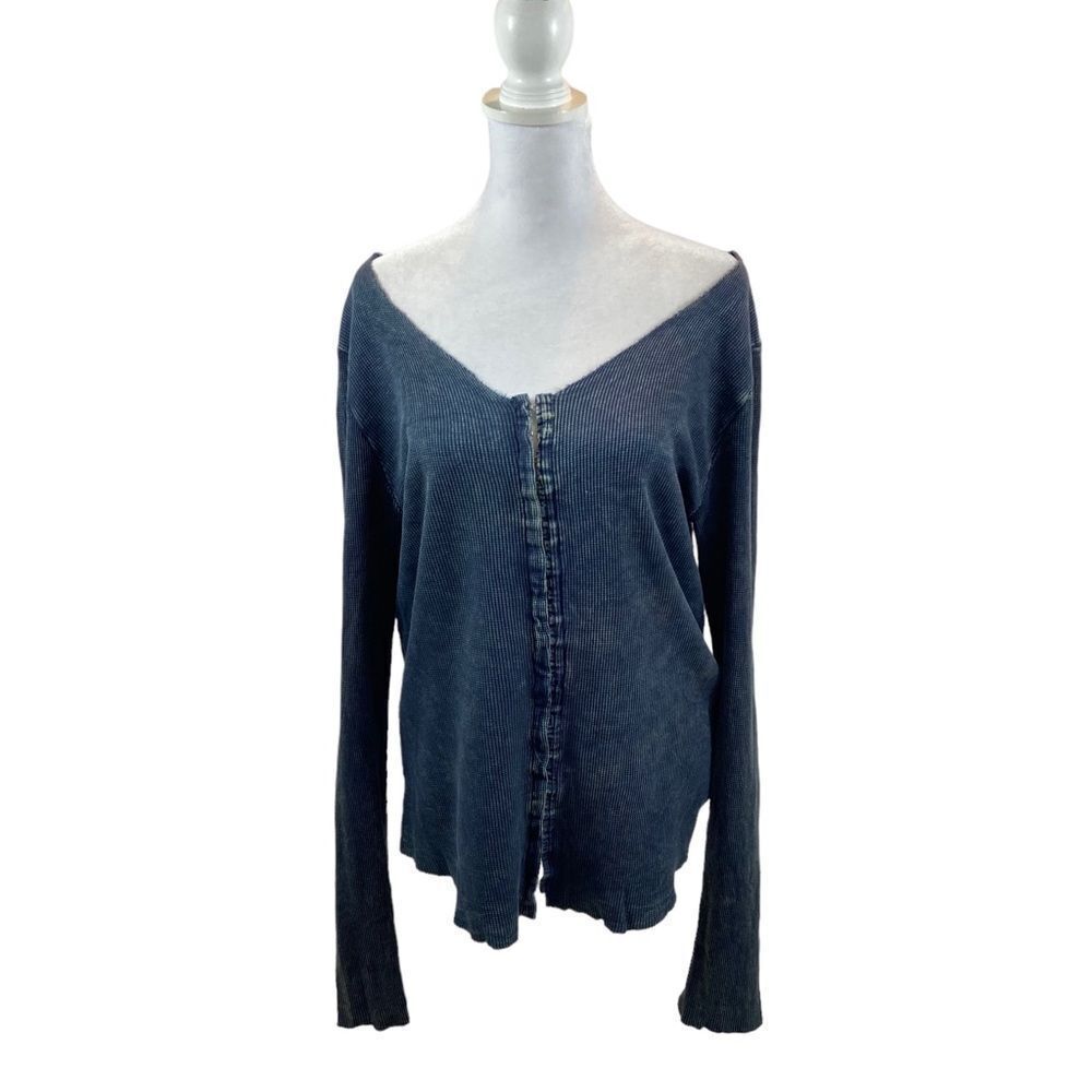 Gilded Intent Brand Black Mineral Wash Long Sleeve Blouse Size Small